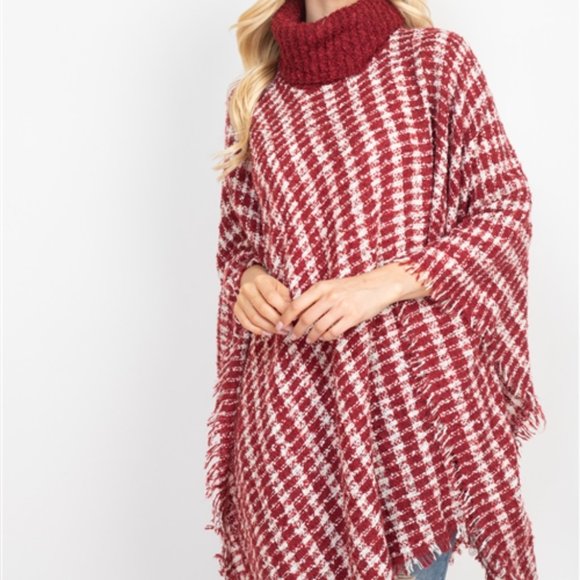 PREPPY DOLLZ plaid print knit poncho - Picture 5 of 7